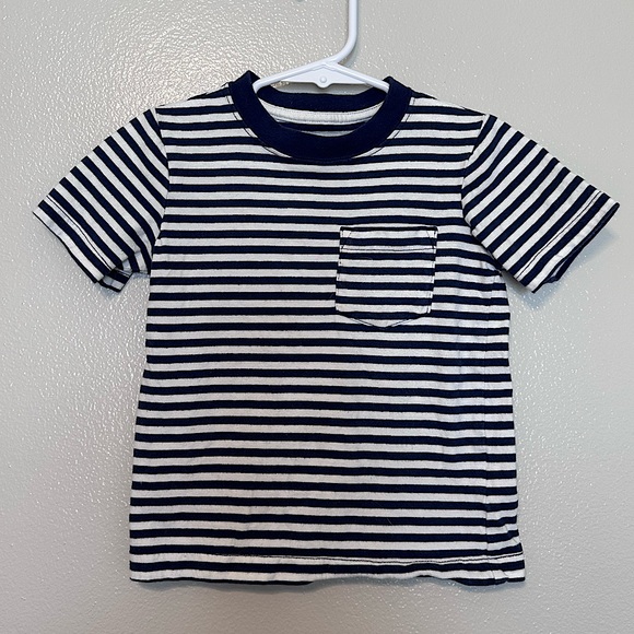 *2 items!* Carter's Navy & White Striped Tee (2T) and OshKosh Blue Shorts (18M) - Picture 1 of 7